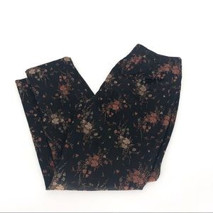 Dana Buchman floral oriental pants black metallic